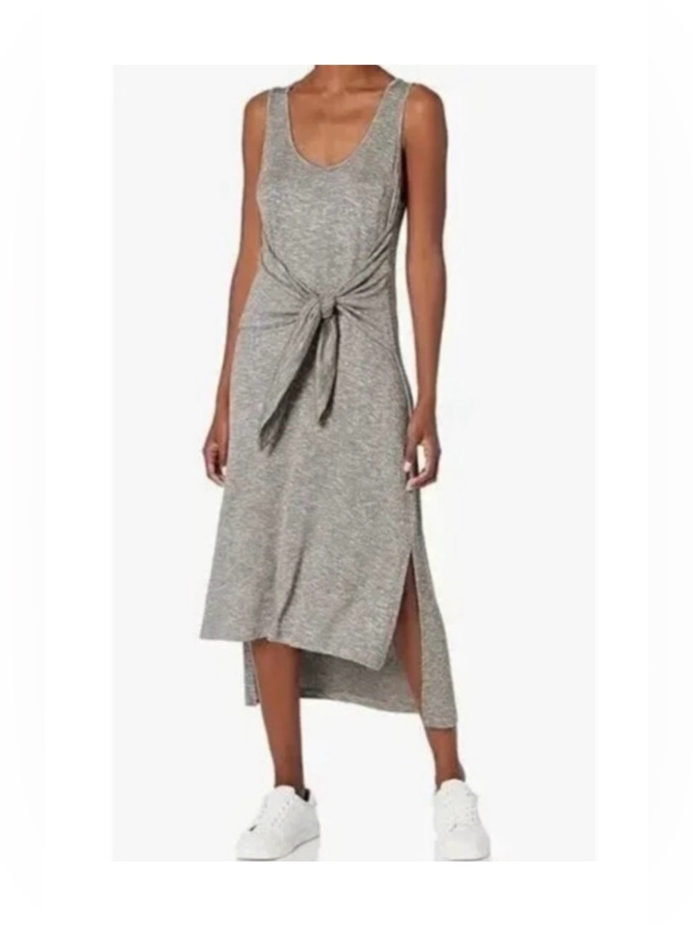 NWT La Blanca Heather Gray Tie Front Midi Dress Swim Cover Up XL